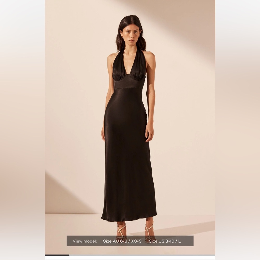 Shona Joy La Lune Plunged Halter Dress - Black